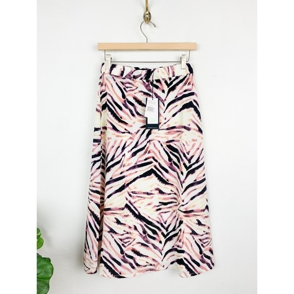 NWT Kendall + Kylie Zebra Print High Waist Midi Skirt Sz S - Picture 1 of 7